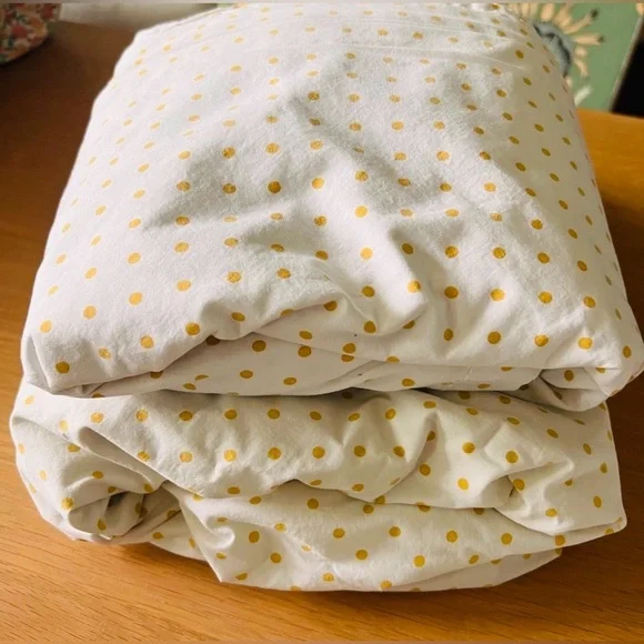 Bedding set vintage Ralph Lauren queen sheets ivory mustard yellow polka dot - Picture 5 of 5